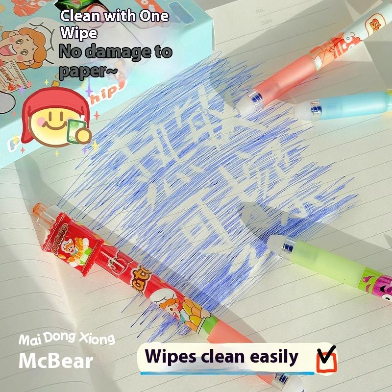 4Pcs 0.5Mm Black Blue Ink Gel Pen School Office Supplies Kawaii Cute Erasable Gel Pen Set Korean Stationery