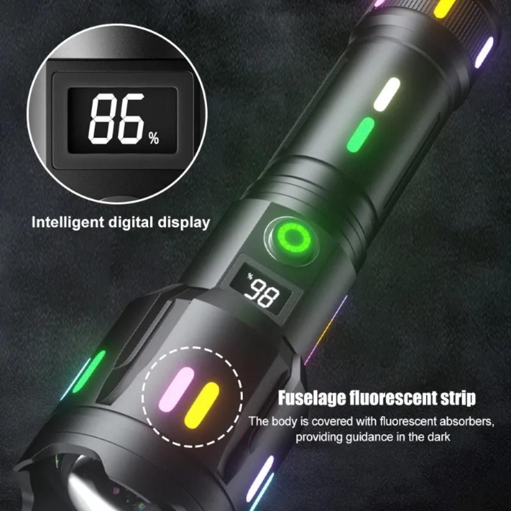 White Laser LED Flashlight Type-C Rechargeable 26650 Battery Waterproof Torch Camping Lantern Hand Lamp Outdoor
