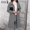 Autumn Winter Women's Loose Long Single-breasted Cardigan Plaid Coat for Women