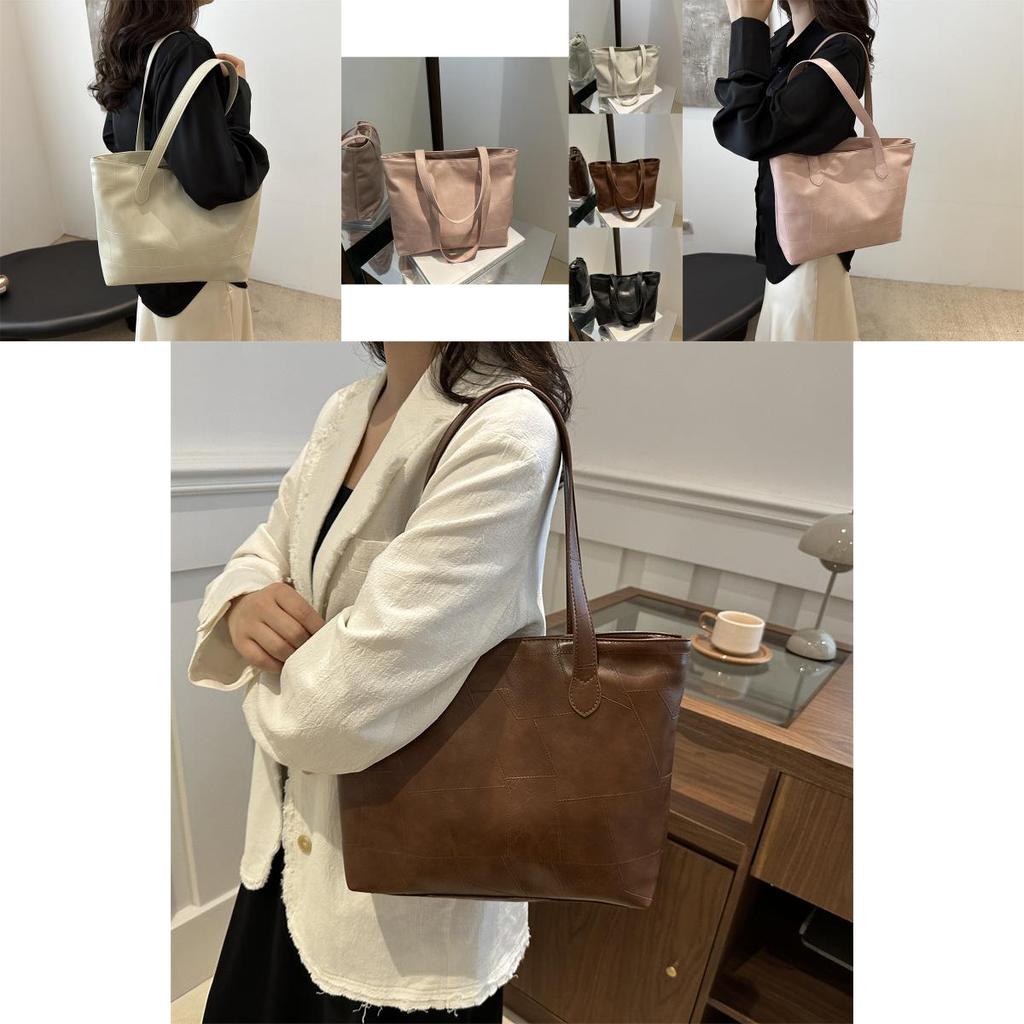 Trendy Black Pu Tote Bag For Women Spacious Commuter Shoulder Bag With Casual Style