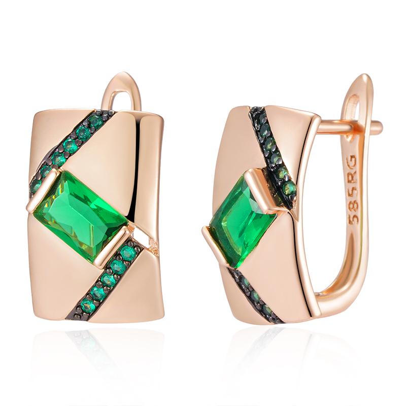 

Женские серьги Kinel с темно-зеленым опалом и цирконием, винтажные черные ювелирные изделия цвета розового золота с английским цирконием