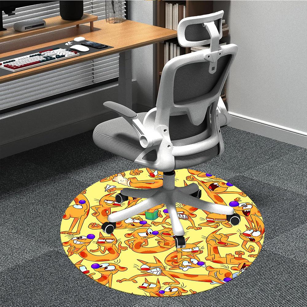 1 Stück Katze Hund Büro Runder Teppich, Schlafzimmer Wohnzimmer Heimdeko, Zimmerdeko, Offic a1016120