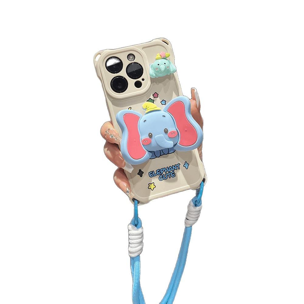 Dumbo bracket new apple 11promax mobile phone case 11plus cartoon 11/11 cute four-corner lanyard x