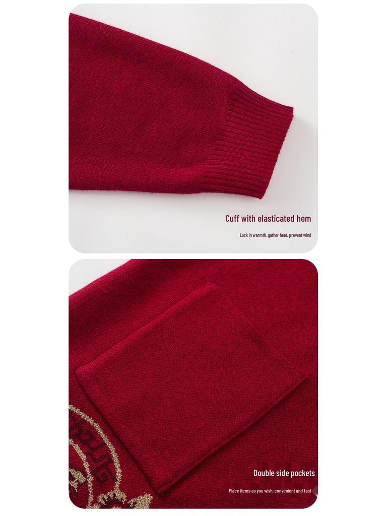 2025 New Style Tang Suit Plus Velvet Warm Sweater for Middle-Aged and Elderly Women