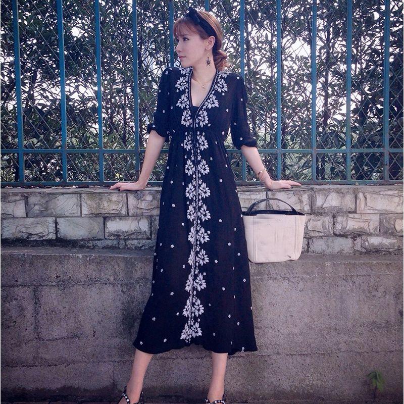 

Yunnan National Style Xinjiang Tourism Dubai Dress Black 2 M