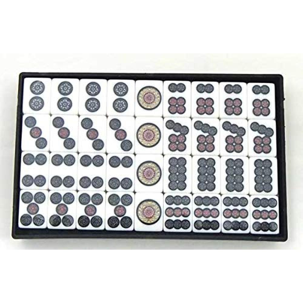 Hand-made Domestic Mahjong Tiles, Hard-to-break Mahjong Tiles, Custom-made Tenwa Black (with Color Dot Sticks), Go Labo Original Tile Strap Included