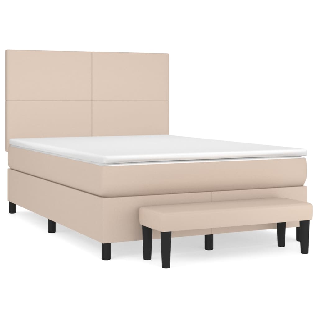 Vidaxl Letto Continentale Con Materasso, Cappuccino, Ecopelle 140X200Cm