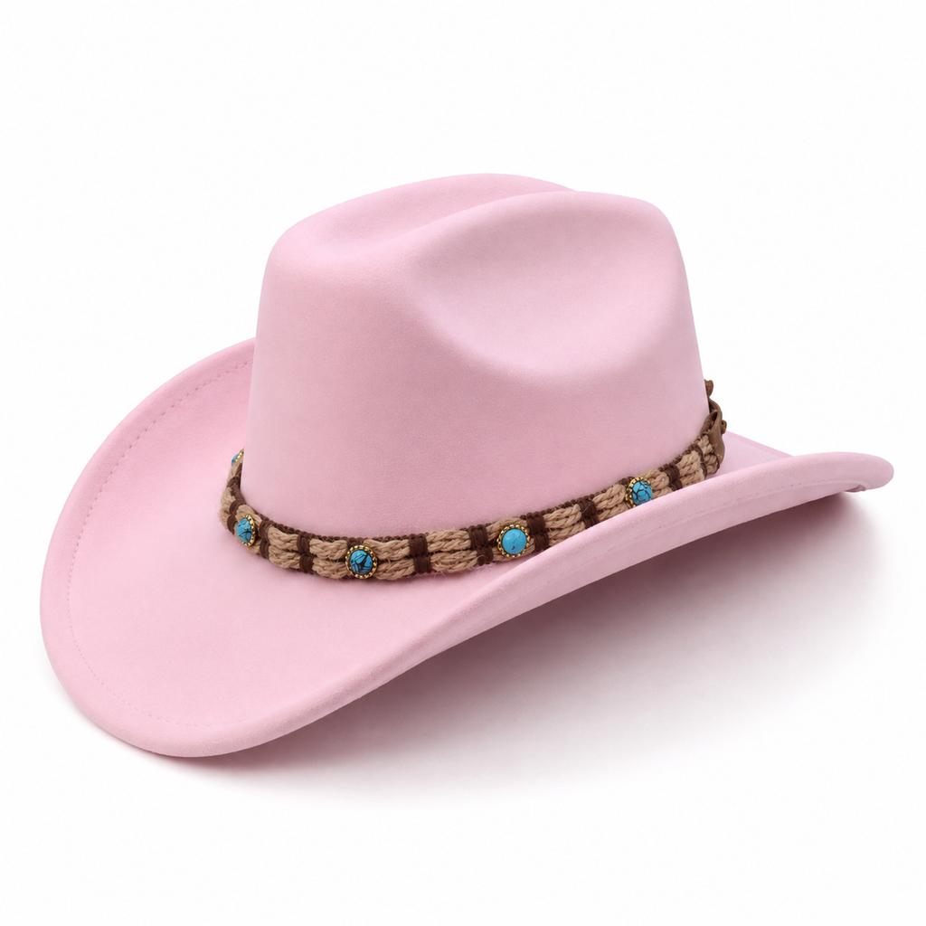 European and American new western cowboy hat ethnic style accessories hat solid color suede one-word cowboy hat
