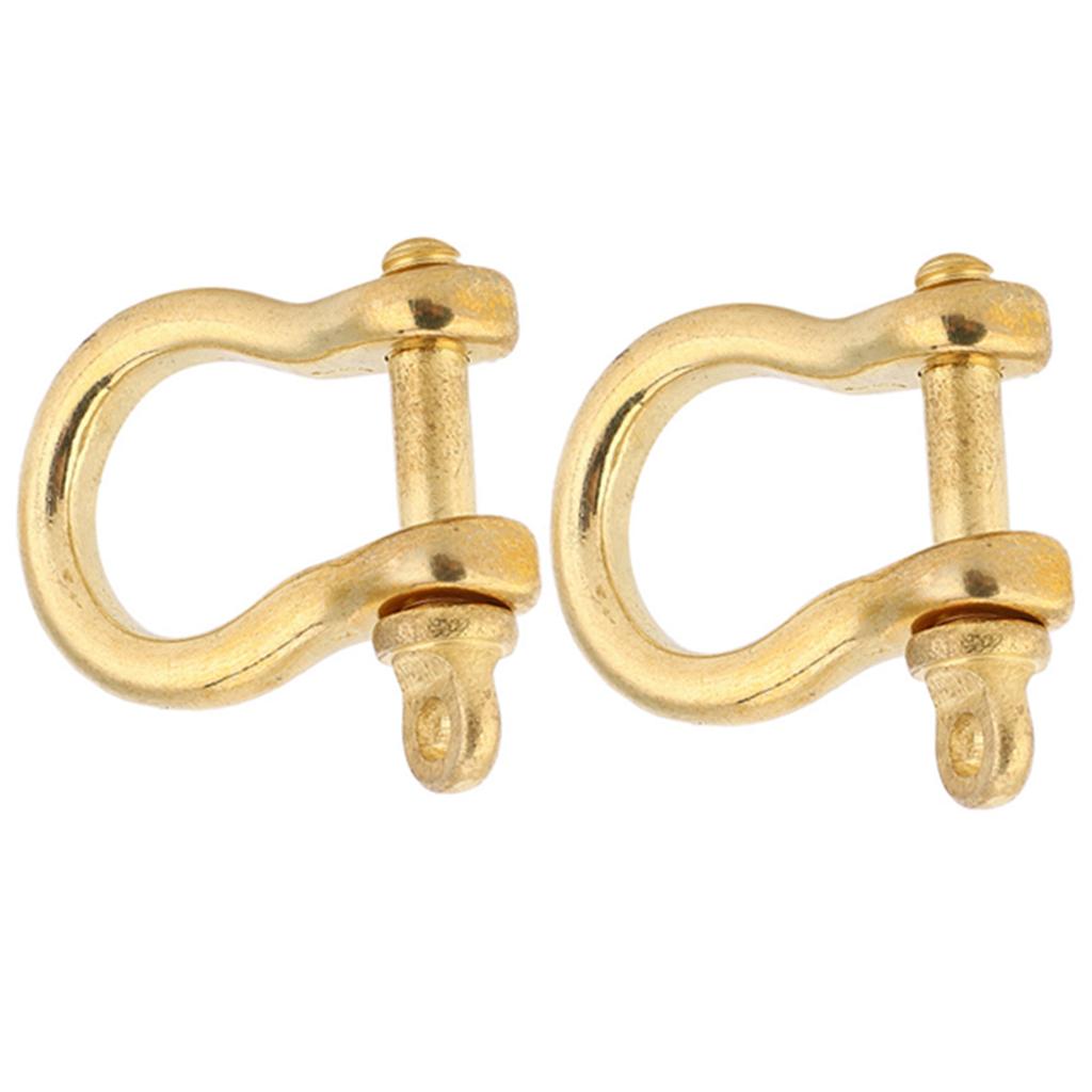 2 Set Ankerschäkel Reines Messing U Typ Fob Schlüsselanhänger Haken Goldene Verbindung Schnalle 10mm