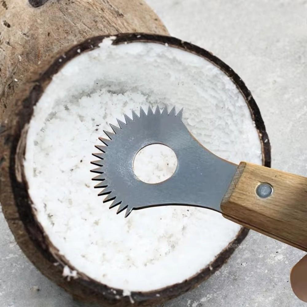 Stainless Steel Fruit Spoon Planer Wooden Handle Coconut Milk Making Tools Coconut Planer Home