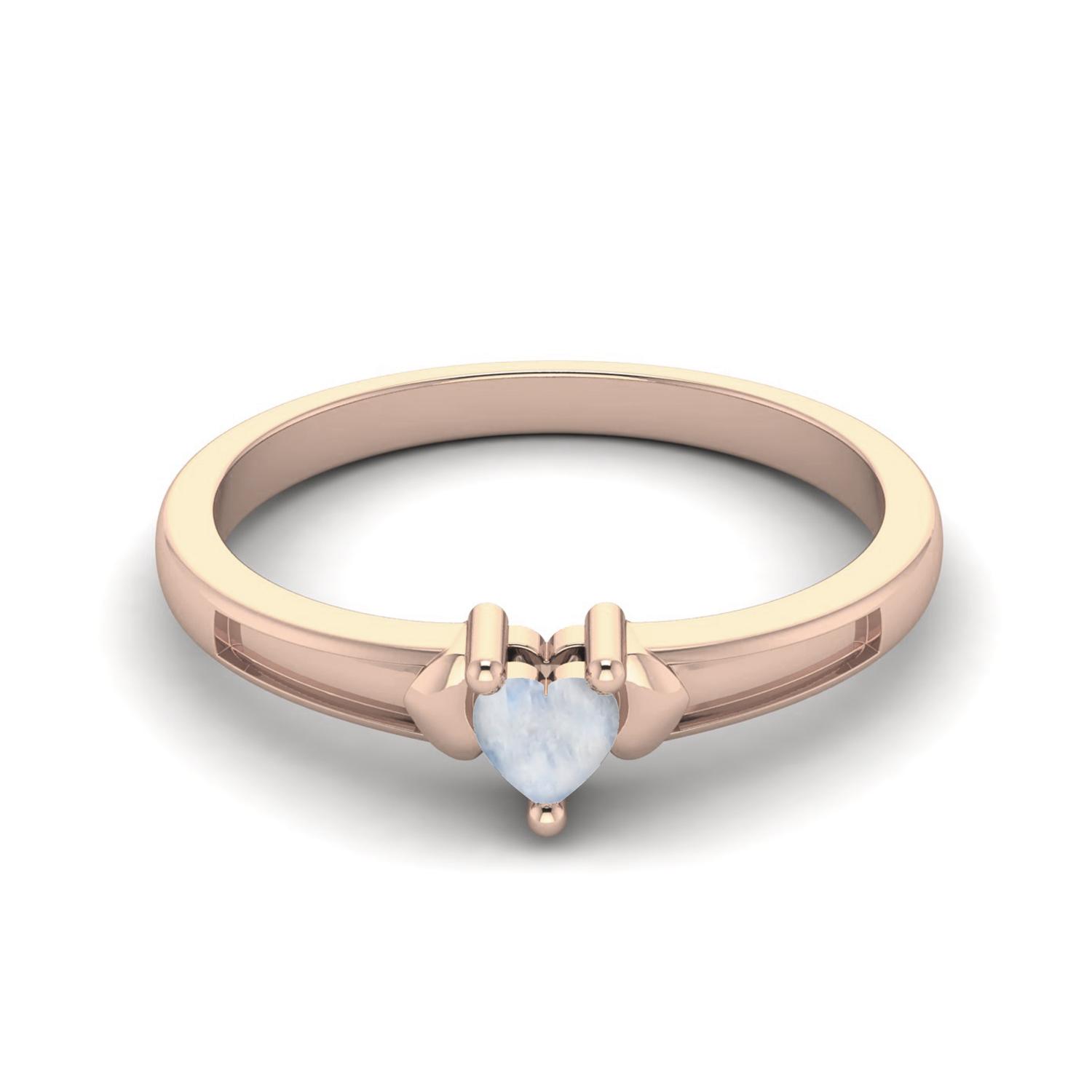 

925 Sterling Silver Rose Vermeil 3 MM Heart Moonstone Three Hearts Love Women Anniversary Ring 5 ярко-розовый