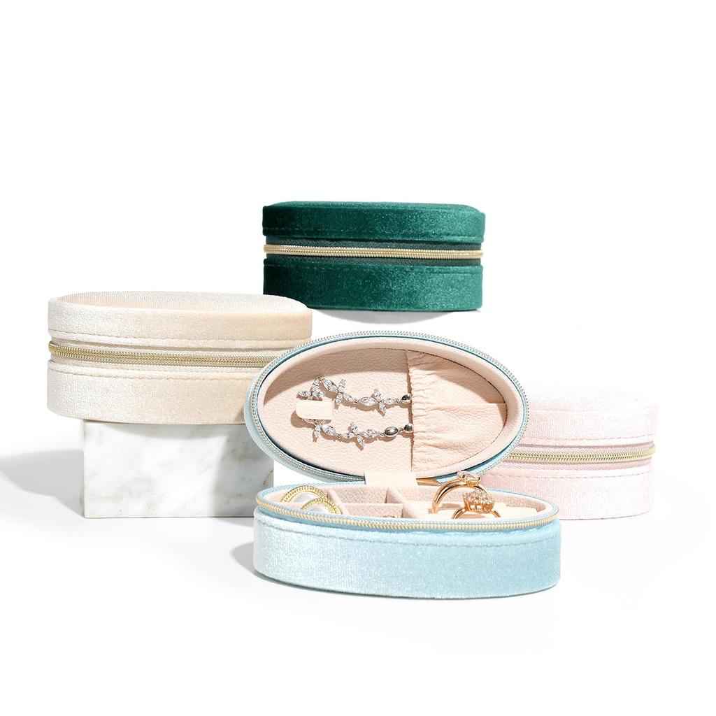 Retro Oval Velvet Mini Portable Jewelry Storage Box Jewelry Case Packaging Box