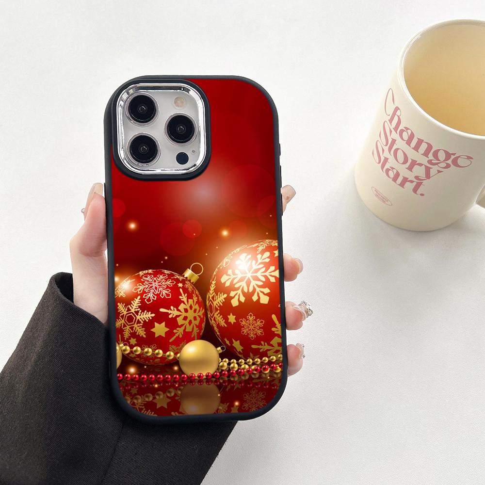 N111 Merry Christmas art Happy New Year Soft Phone Cases for Samsung S24 S23 A15 A12 A35 A54 Infinix Hot 40i Plating Frame Camera Protector Back Cover