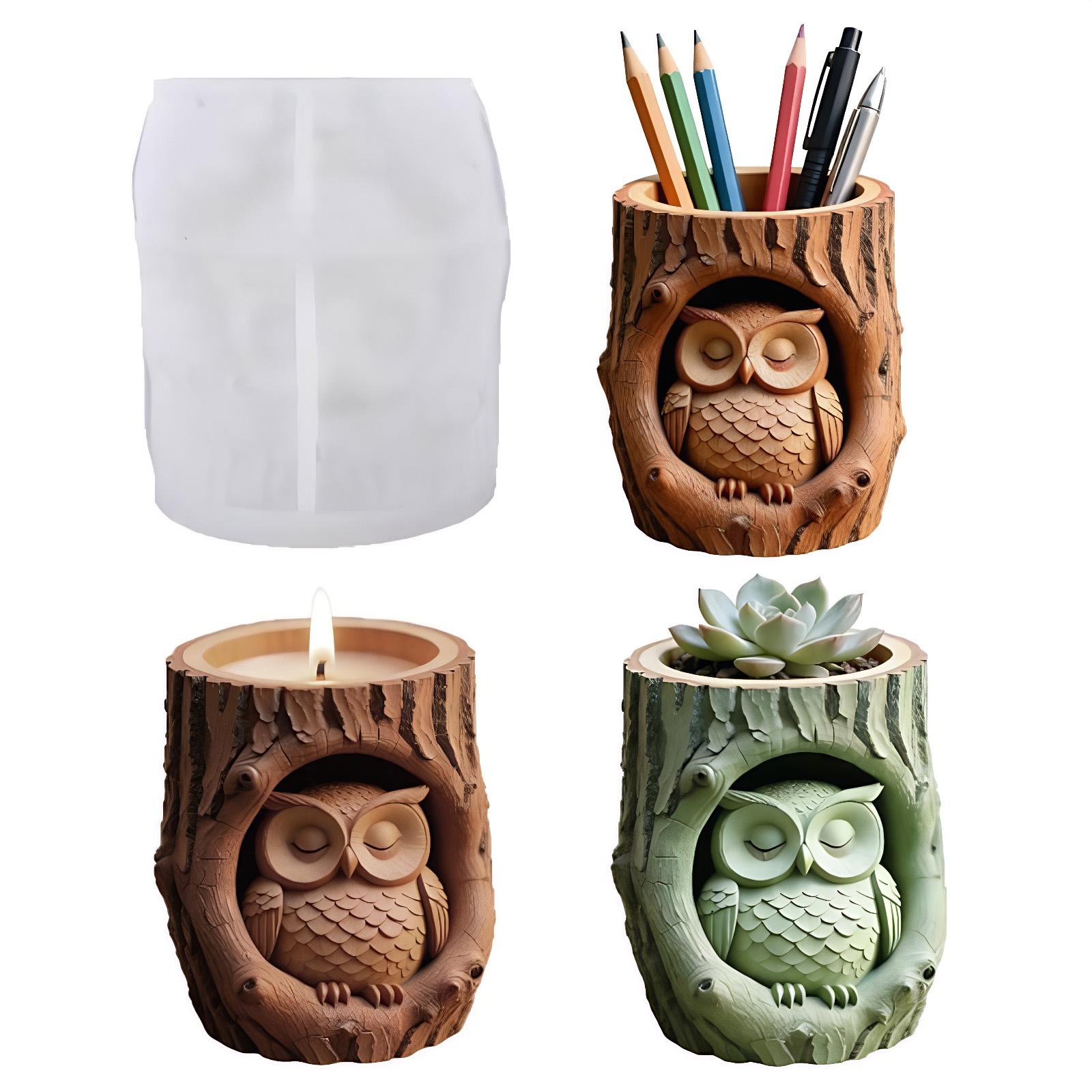 

Tree Stump Owl Silicone Mould Reusable Animals Flower Pot Plaster Moulds for Epoxy Resin Concrete Plaster Crafts Decoration China Mainland
