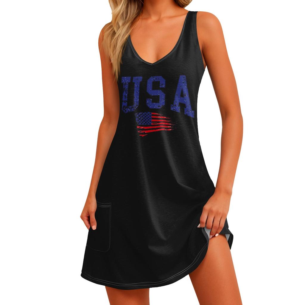 Women's Print Dress, Vest, Skirt With Pockets, Beach Skirt, V-Neck Vest Skirt Vest Skirt