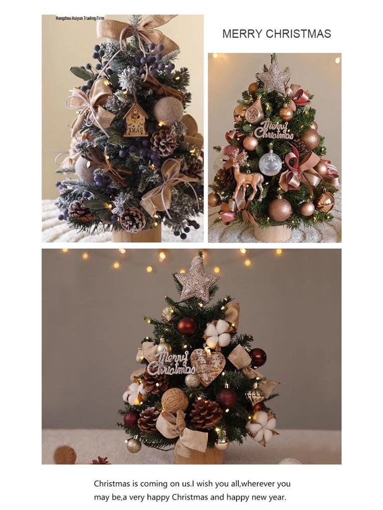Mini Desktop Christmas Tree with Lights and Decorations