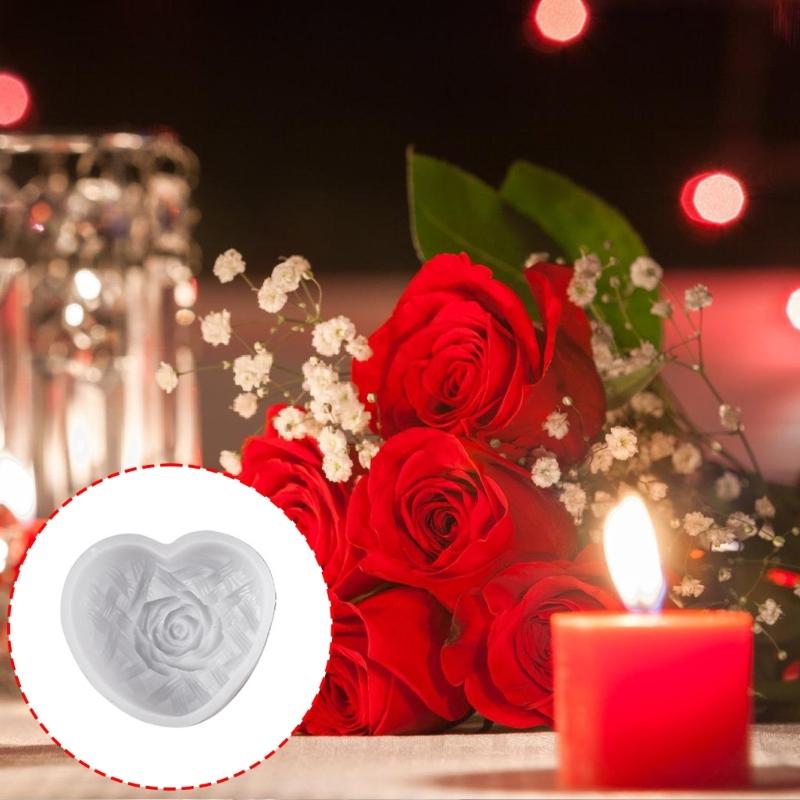 Rose Heart Shape Silicone Candle Molds 3D Heart Soap Silicone Molds for Epoxy Resin Candle Making Gypsum Decoration