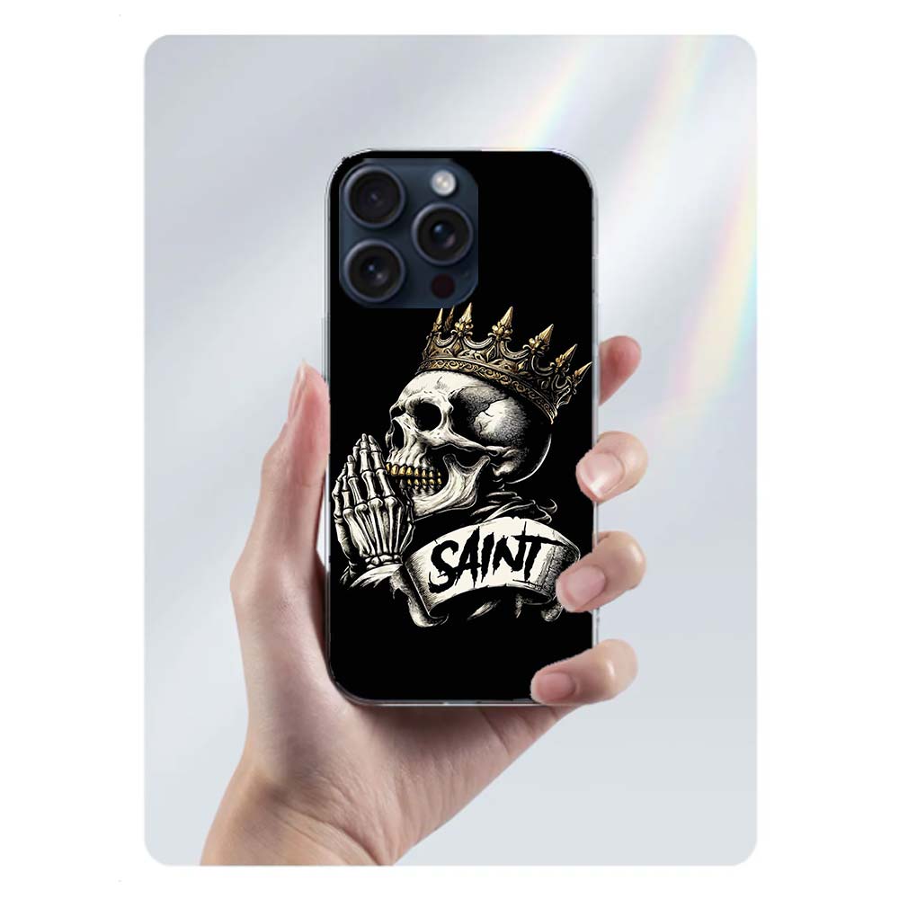 

Crown Skeleton Emperor Clear Phone Case For Iphone 17 Air 16 Pro Max 15 Pro 14 Plus 17E 16E 11 13 12 Mini Cover Cases Fundas Cel iPhone 15 Pro