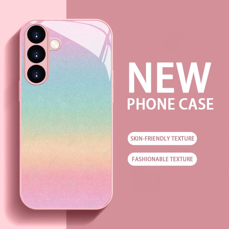 New Sparkle Powder Pattern PhoneCase Glass PhoneCase for Samsung Galaxy S26 S25 S24 S23 S22 S21 FE Ultra Plus Girls' Version