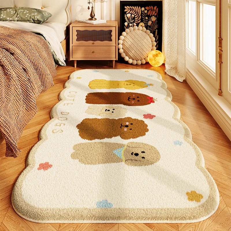 Imitation Cashmere Bedside Blanket Thickened Non-slip Leave-in Household Carpet High-end Living Room Bedroom Plush Floor Mat