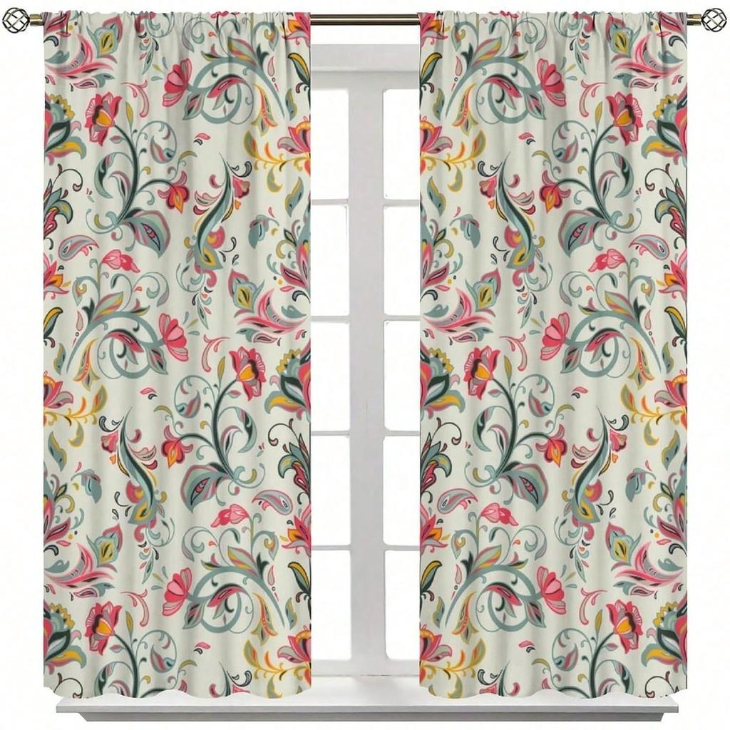 Modern Minimalist Floral Window Curtains  Abstract Botanical Flower Window Treatments For Living Room Bedroom Kitchen