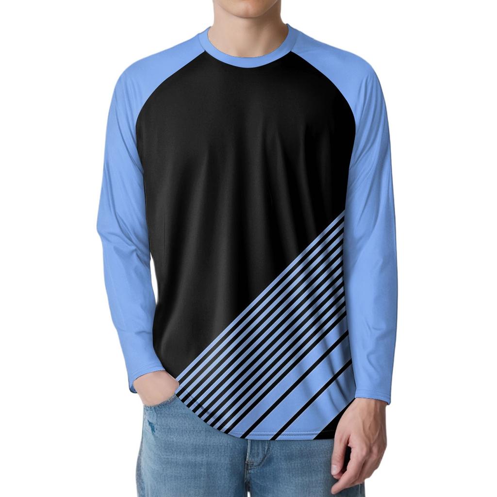 Men's Fashion Printed Raglan Long Sleeve Sports Top