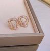 Star light point D letter diamond earrings niche design sense unique exquisite light luxury temperament versatile stud earrings