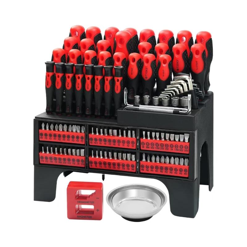 

Magnetic Screwdriver Set Featuring Strong Magnetic Heads Steel Construction and Ergonomic Grip for Home and Electronics Repair красный