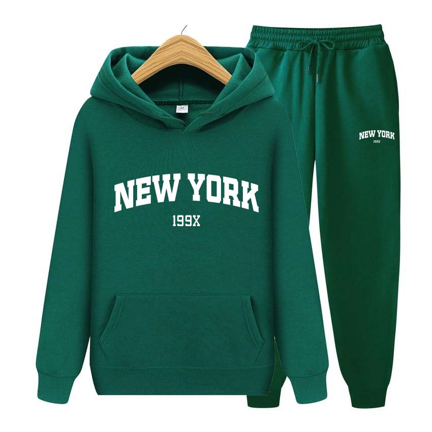 Trainingsanzug 2-teiliges Set 199X New York Print Sweatshirt Hoodies Sweatshirt + Hosenanzug Hoodie Sportbekleidung Jogging Herren-Sets