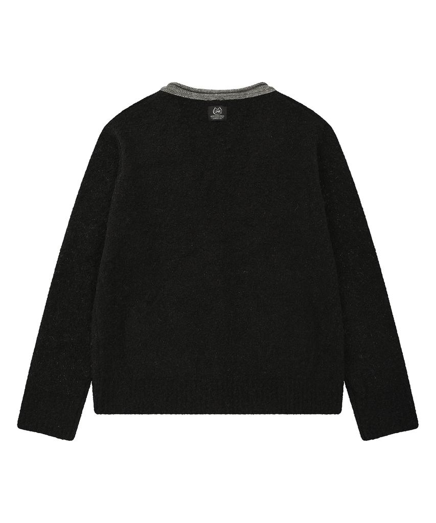 LMR Contrast Point Boucle Cardigan Black