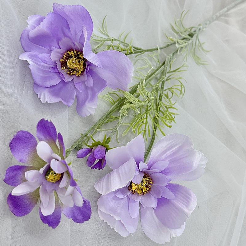 11pcs Gesang Flower Single Branch 1 Fork Queen Cosmos Imitation Fake Flower Silk Flower Living Room Arrangement Wedding Decor
