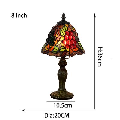 Amerykańska wiejska lampa stołowa w stylu vintage z winogronami Tiffany Witraż Bar Jadalnia Lampa nocna Mały abażur do lampy stołowej