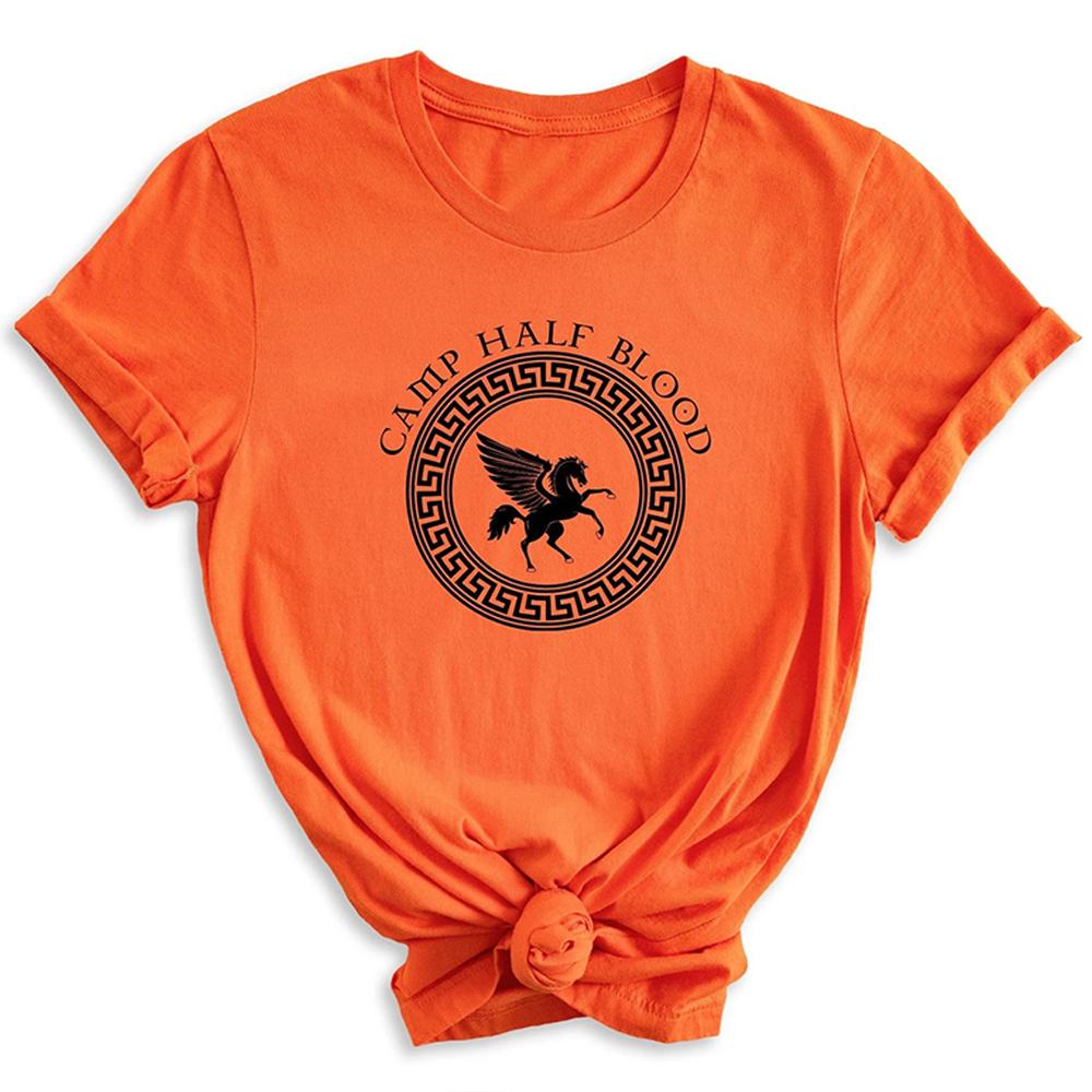 Dámské Vintage tričko Camp Halfblood Percy Jackson Dark Academia Potisk Camp Half Blood Tričko s kulatým výstřihem Unisex Y2K Top Streetwear