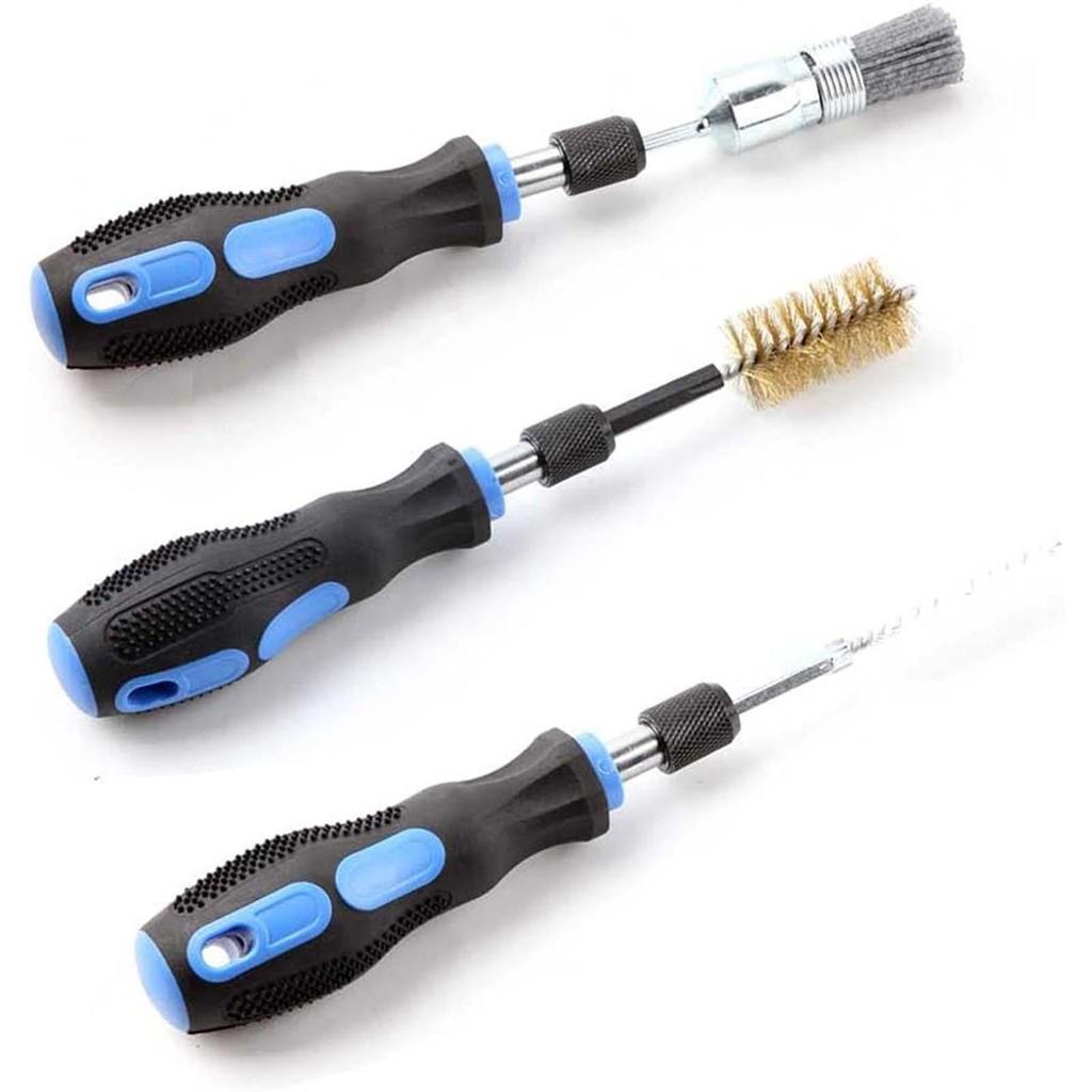 Car Fuel Injector Cleaner Set Multifunction Wire Brush Adapter Oil Nozzle Clean Set for Universal Vehicle Truck Injector Seats