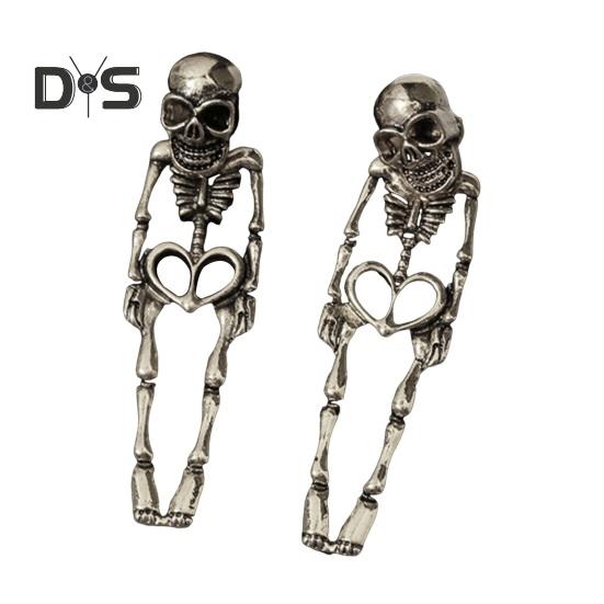 

1 пара женских серег на Хэллоуин в форме скелета, панк, преувеличенный полированный сплав, украшения для ушей, клубная вечеринка серебряный
