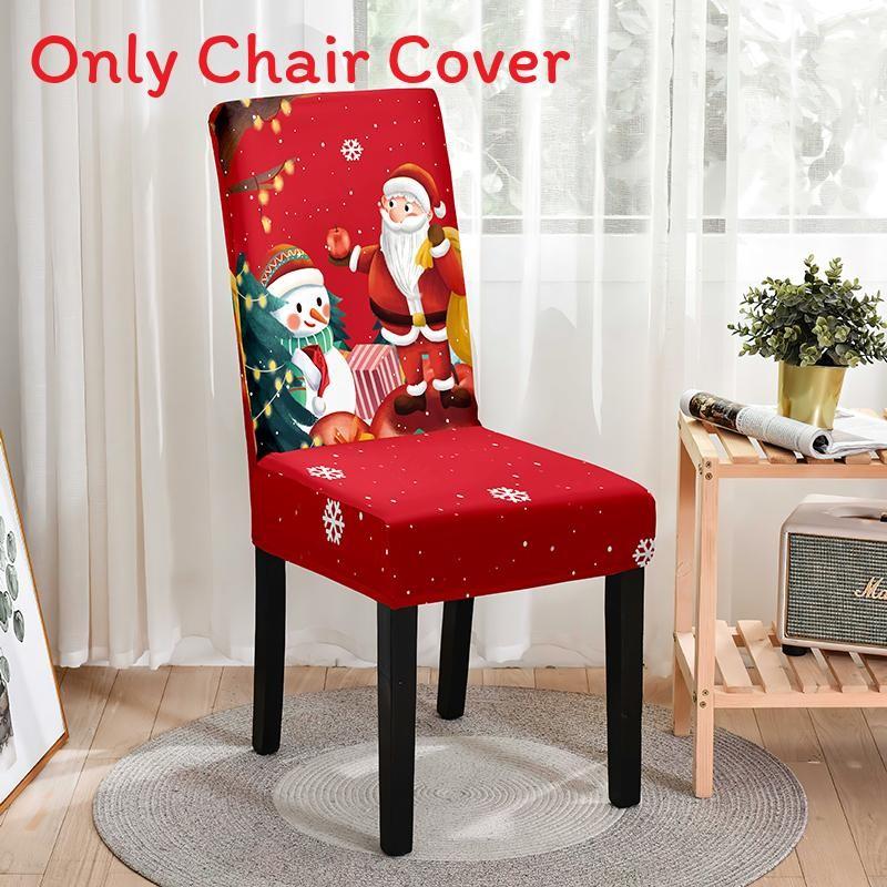 

Dining Santa Christmas Chair Covers Stretch Slip Seat Protector Room Decor Party Style 1