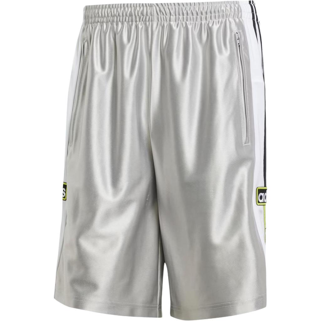 Adidas Originals Adilenium 2 Ss24 Megabreak Logo Side Button Loose Mid Waist Five Point Casual Shorts Men Shorts Silver Gray JM9657