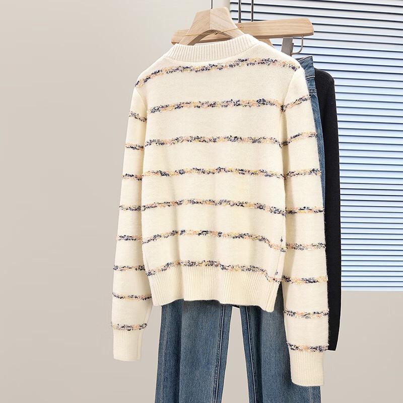 Women's Little Fragrance Style Striped Knit Cardigan