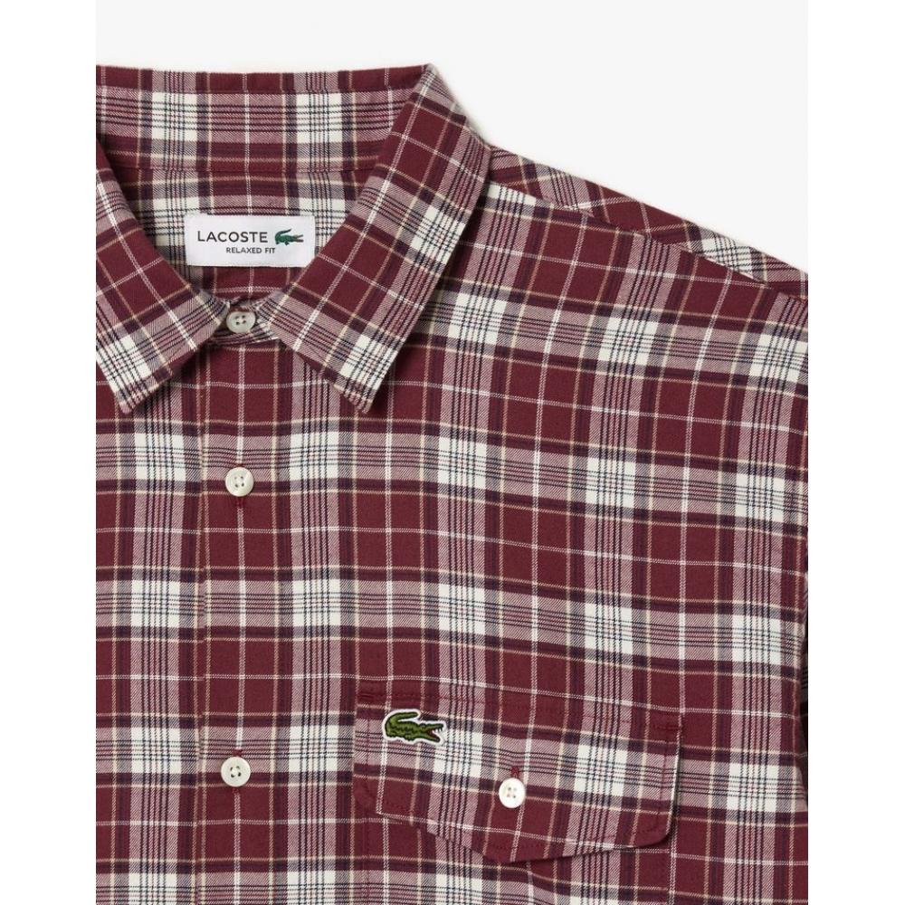 Lacoste Mens Medium Check Cotton Twill Shirt Ch6729 54n I65