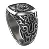 Antique Distressed Two Tone Silver Men's Wide Band Ring