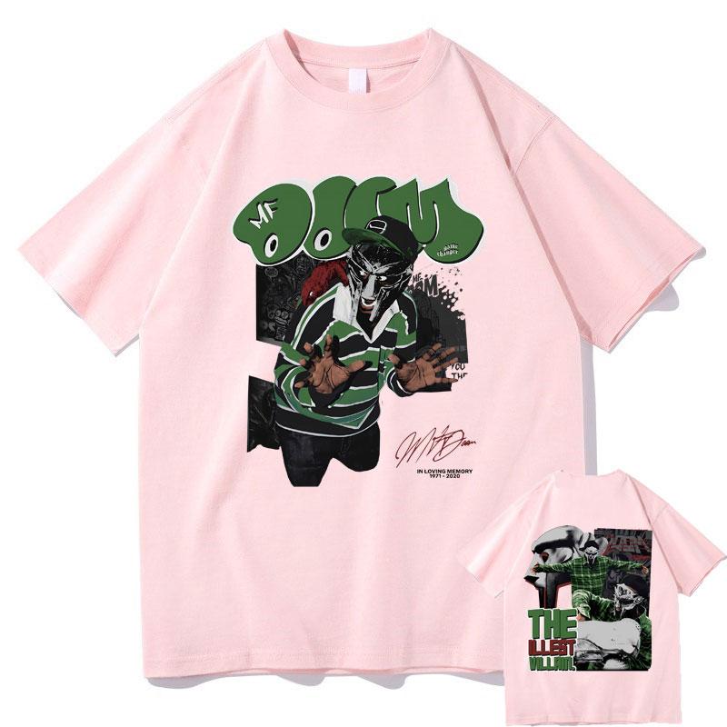 Rapper Mf Doom Madvillainy The Illest Villains Double Sided Print Tshirt Men Fashion Oversized Tshirt Male Hip Hop Trend Tees