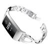 For Fitbit Charge 4/3 X-shape Rhinestone Decor Aluminum Alloy Watch Band Strap Replacement