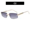 Threaded square sunglasses, new metal trendy sunglasses, street photography, European and American fashion sunglasses, anti-sun shading