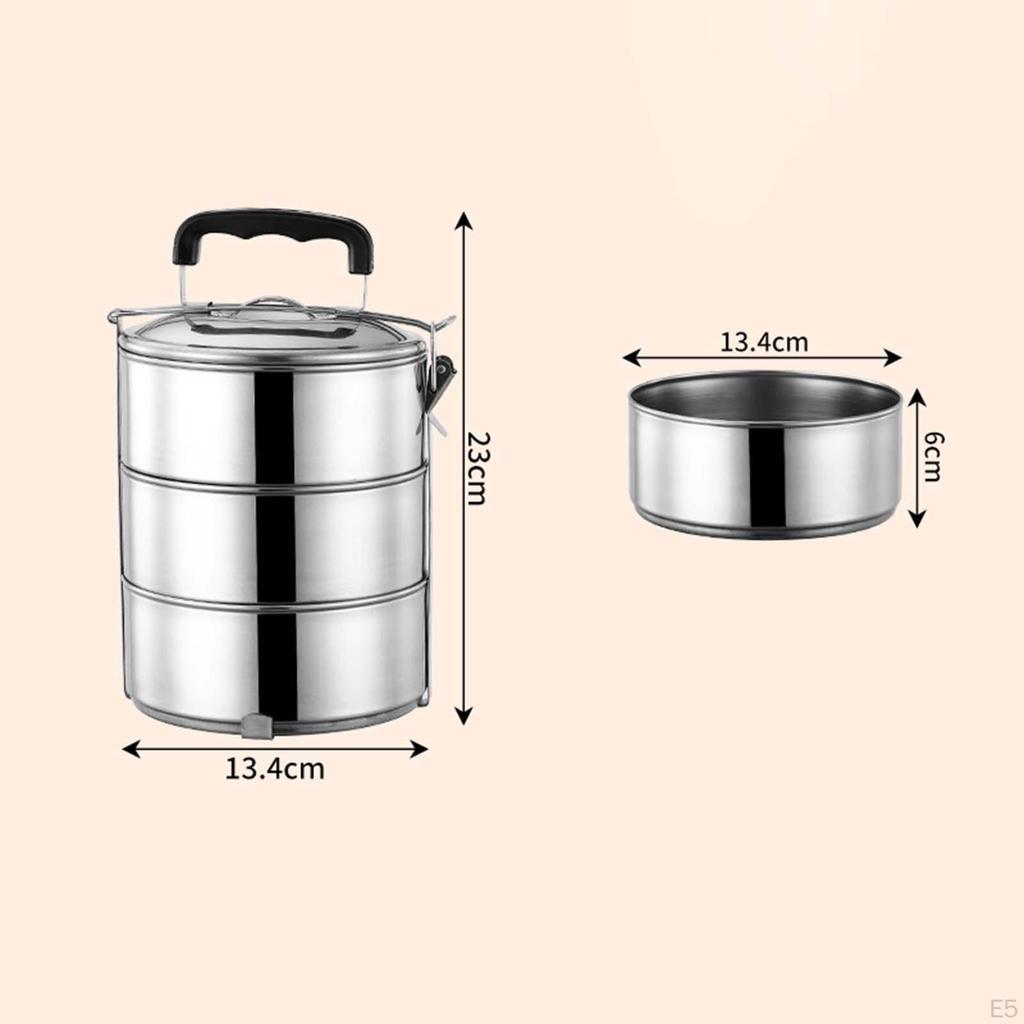 Lunch Box Impilabile per Adulti con Manico, Contenitore Bento in Acciaio Inossidabile per Microonde,