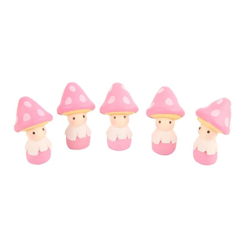 4 Pcs Mushroom Doll Figures Decor Mini Fairy Garden Animal Statue Miniature Garden Moss Micro Landscape Ornaments Resin Craft