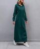 New Plus Size Knitted Hooded Fleece Dress with Pockets - Autumn/Winter Casual Fashion