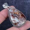 Natural Laguna Lace Agate Gemstone 925 Sterling Silver Pendant 2.36" ETC-14230