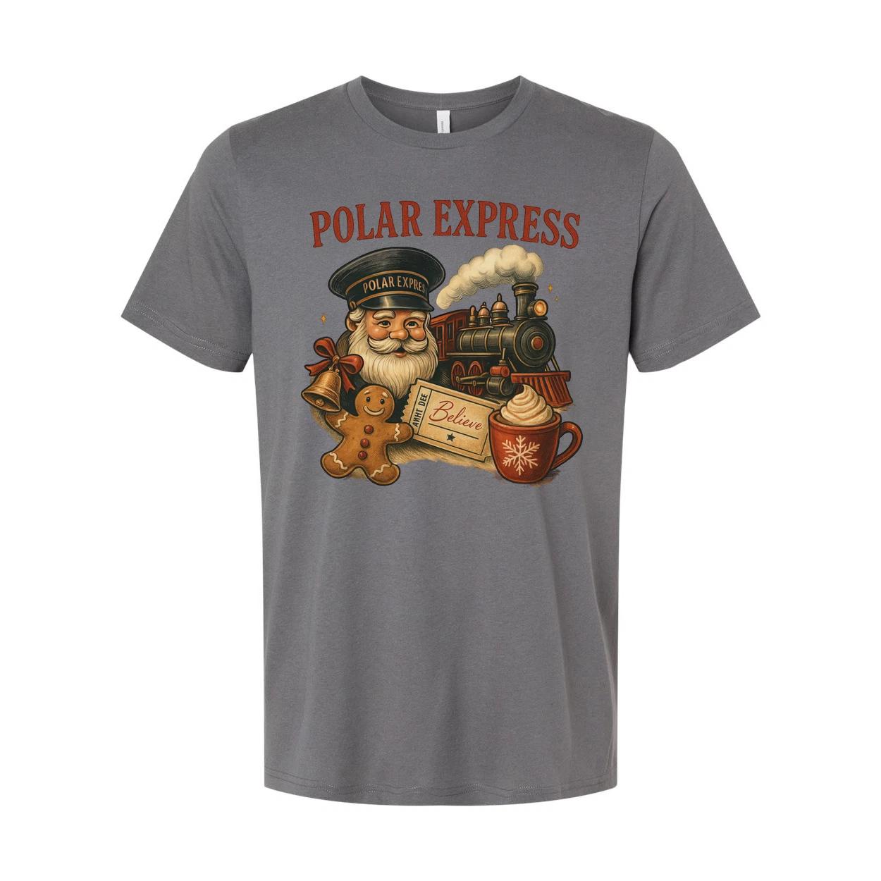 Polar Express Christmas Unisex T Shirt With Steam Train Santa Gingerbread And Co 2XL