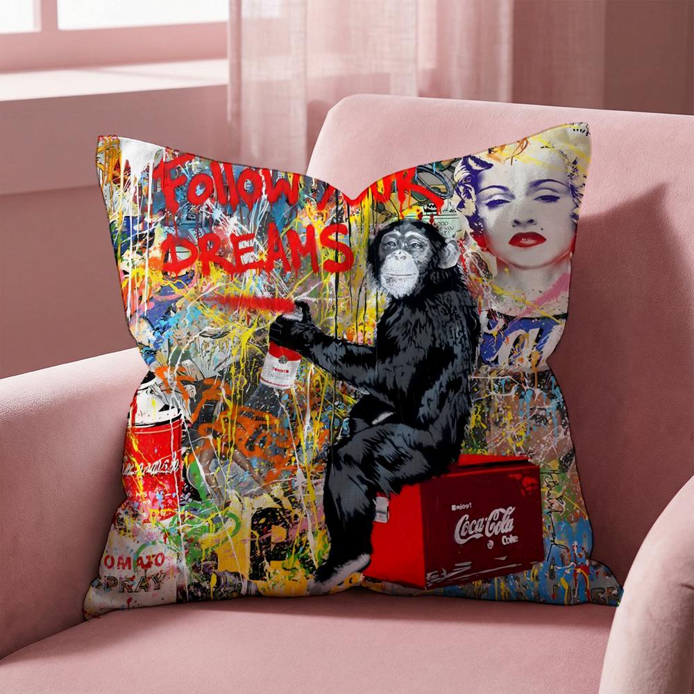 B-Banksy KÜNSTLER Kissenbezug Mehrzweck-Kissenbezug für Zuhause & Auto - Wendbar, Weich & Strapazierfähig für den täglichen Gebrauch
