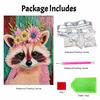 Pearl Painting DIY Kit Raccoon with Floral Crown Frameless Shiny Bead Canvas Creative Craft for Home Wall Decor Art Project Hobby Supplies